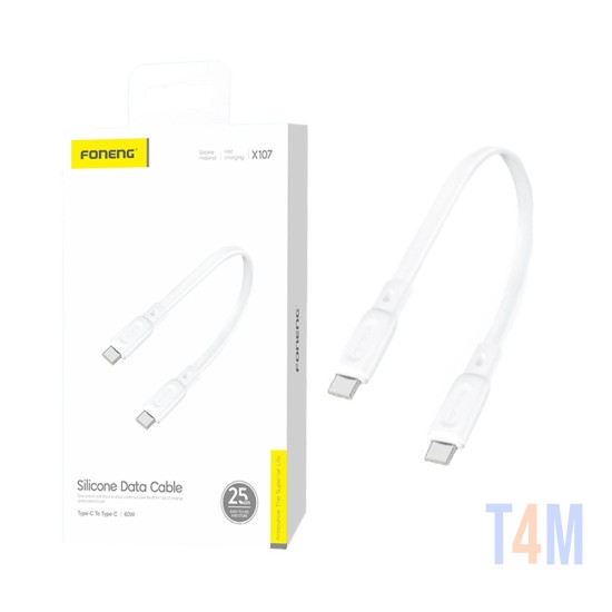 Cable Foneng X107 Tipo-C a Tipo-C 60W 25cm Blanco